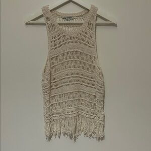 American Eagle Outfitters Cream Knit Sleeveless Top